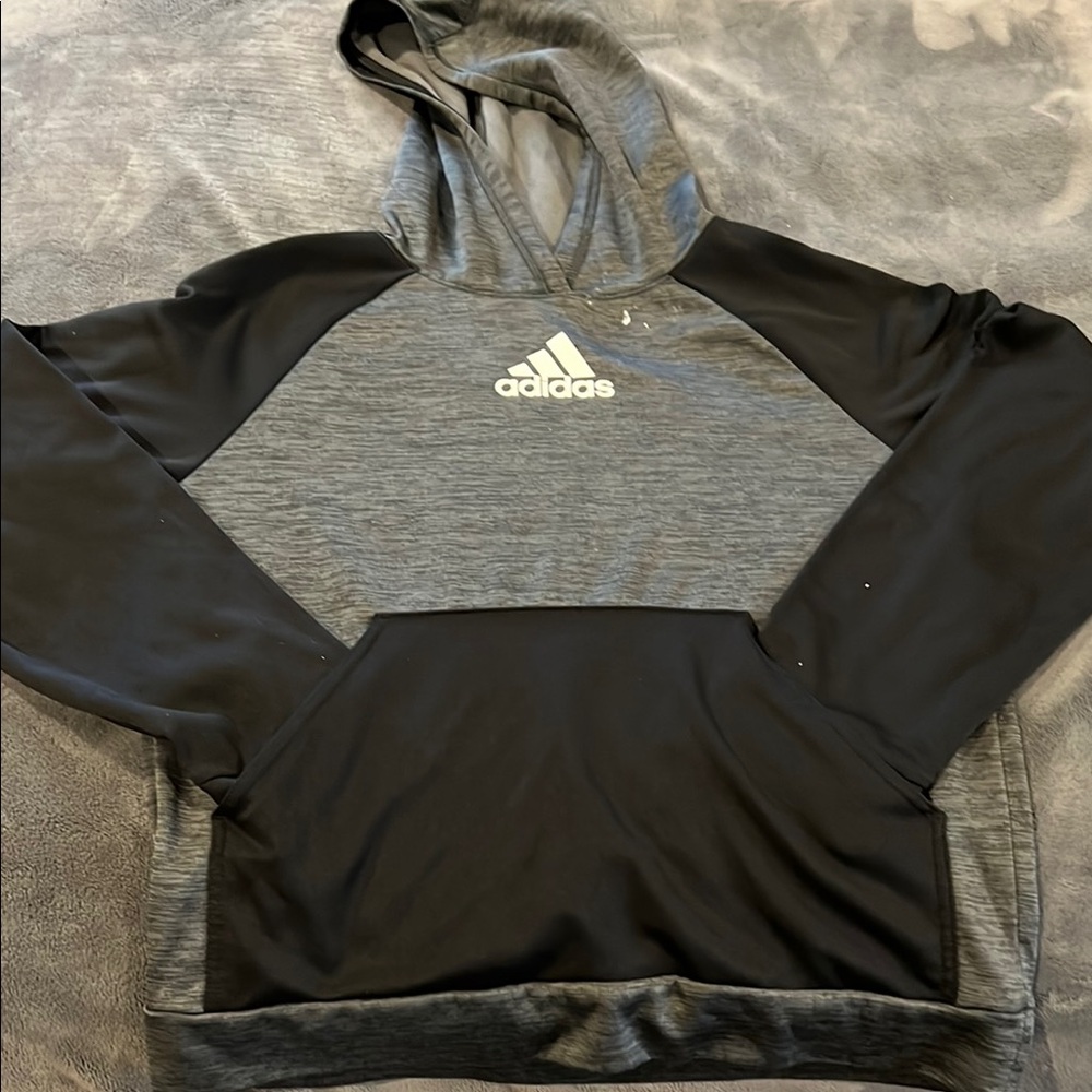 Adidas Boys L Black and Gray Hoodie